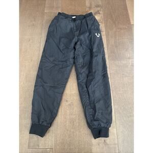 True Religion Youth Wind Jogger – Size S, Black, Logo Fleece-Lined Pants